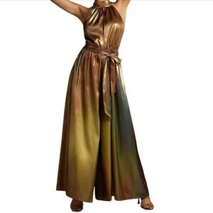 Anthropologie Hutch Metallic
Halter Wide Leg Jumpsuit Size 6P